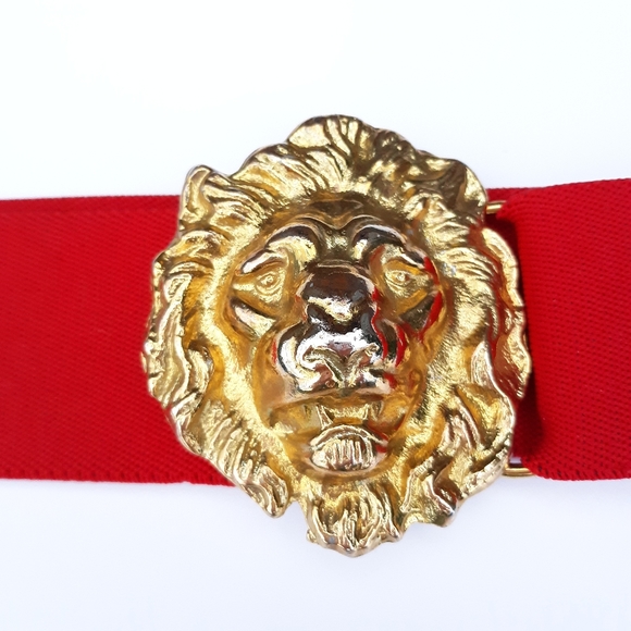 Vintage Red Belt with Golden Lion Heads main image 10